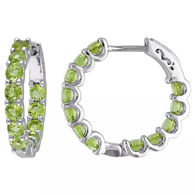 Stella Grace Sterling Silver Peridot Inside Outside Hoop Earrings, Womens Product Image