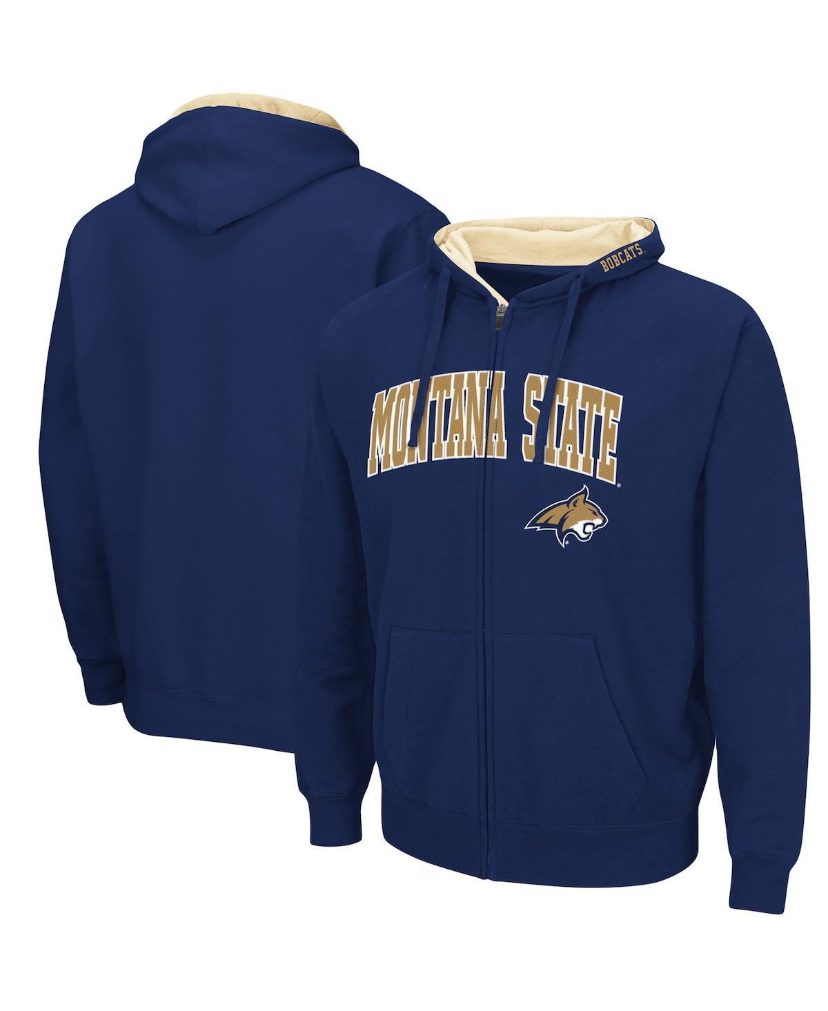 Mens Colosseum Navy Montana State Bobcats Arch & Logo 3.0 Full-Zip Hoodie Mts Blue Product Image