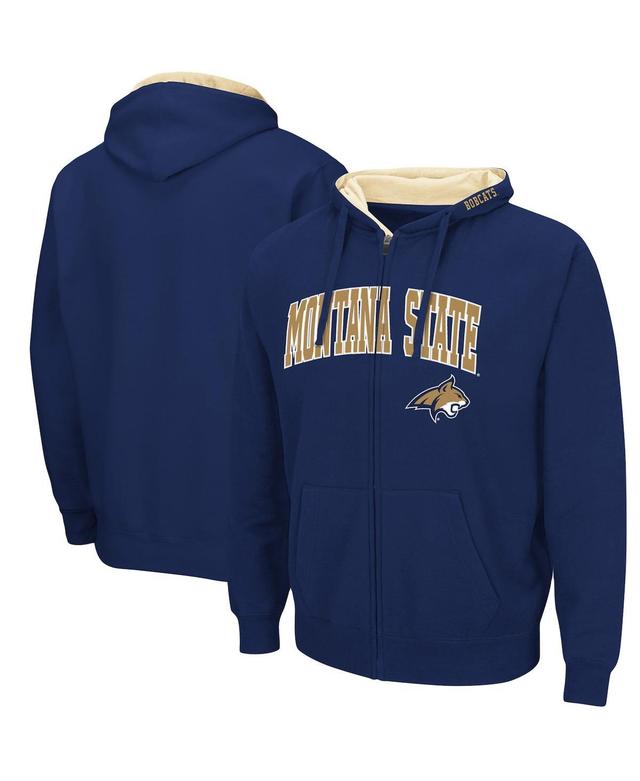 Mens Colosseum Navy Montana State Bobcats Arch & Logo 3.0 Full-Zip Hoodie Mts Blue Product Image