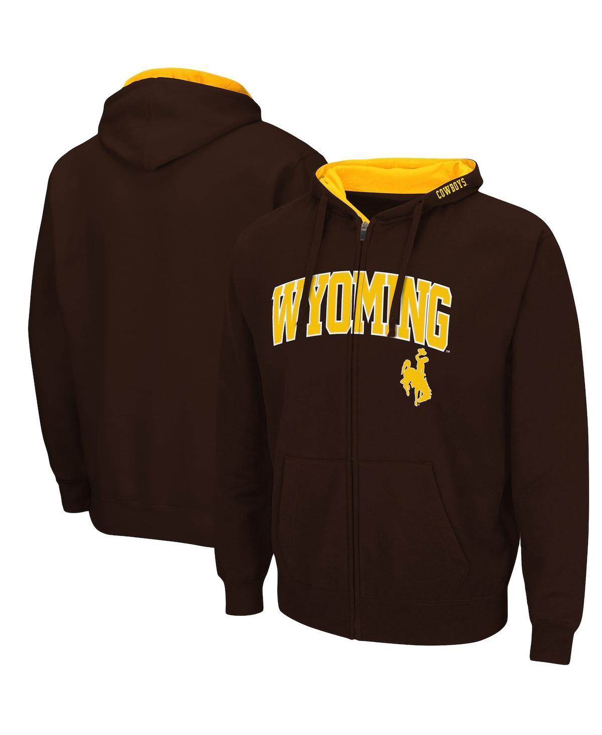 Mens Colosseum Brown Wyoming Cowboys Arch & Logo 3.0 Full-Zip Hoodie Product Image