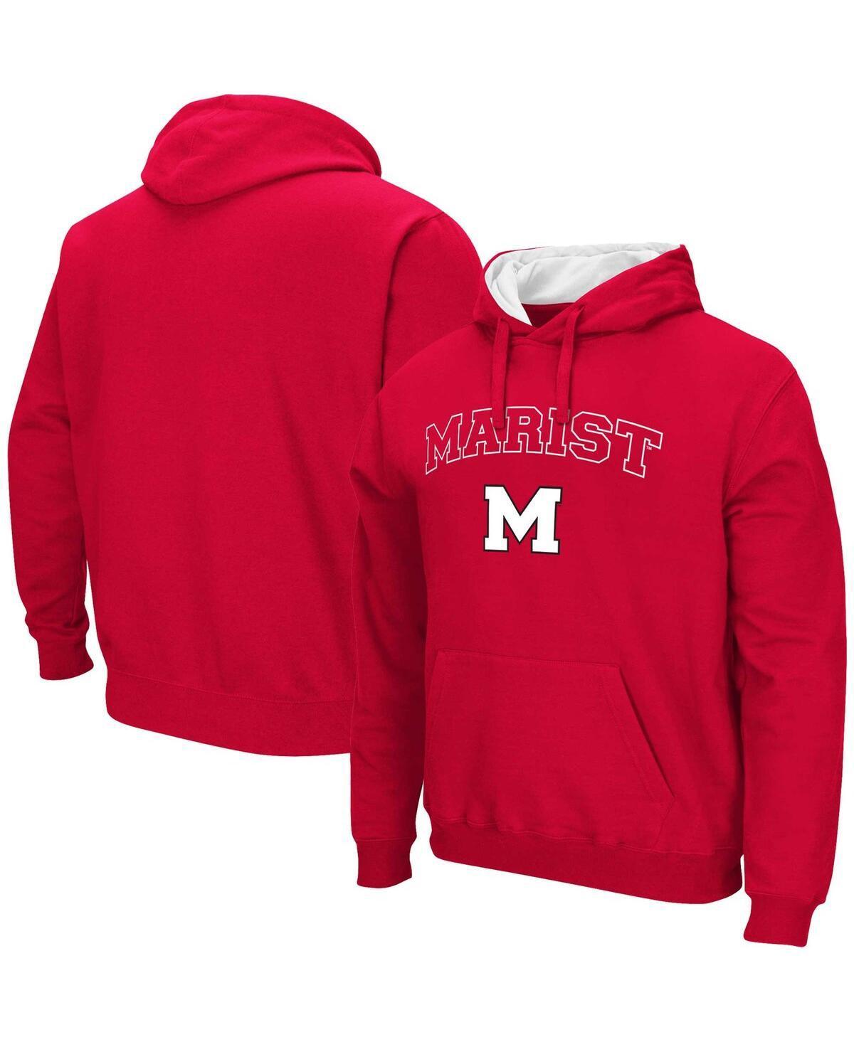 Mens Colosseum Red Marist Red Foxes Arch & Logo Pullover Hoodie Product Image