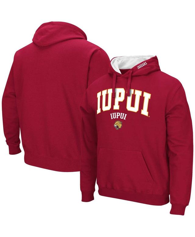 Mens Colosseum Crimson Iupui Jaguars Arch & Logo Pullover Hoodie Product Image