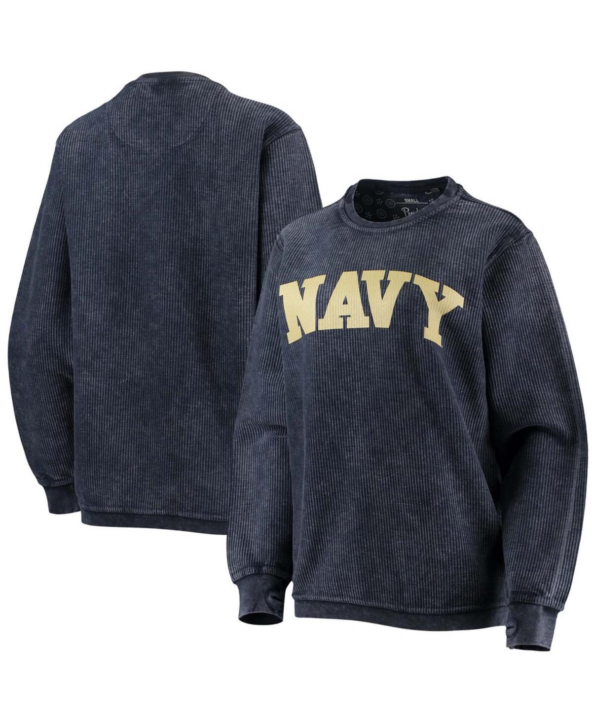 Womens Navy Navy Midshipmen Comfy Cord Vintage-Like Wash Basic Arch Pullover Sweatshirt Product Image