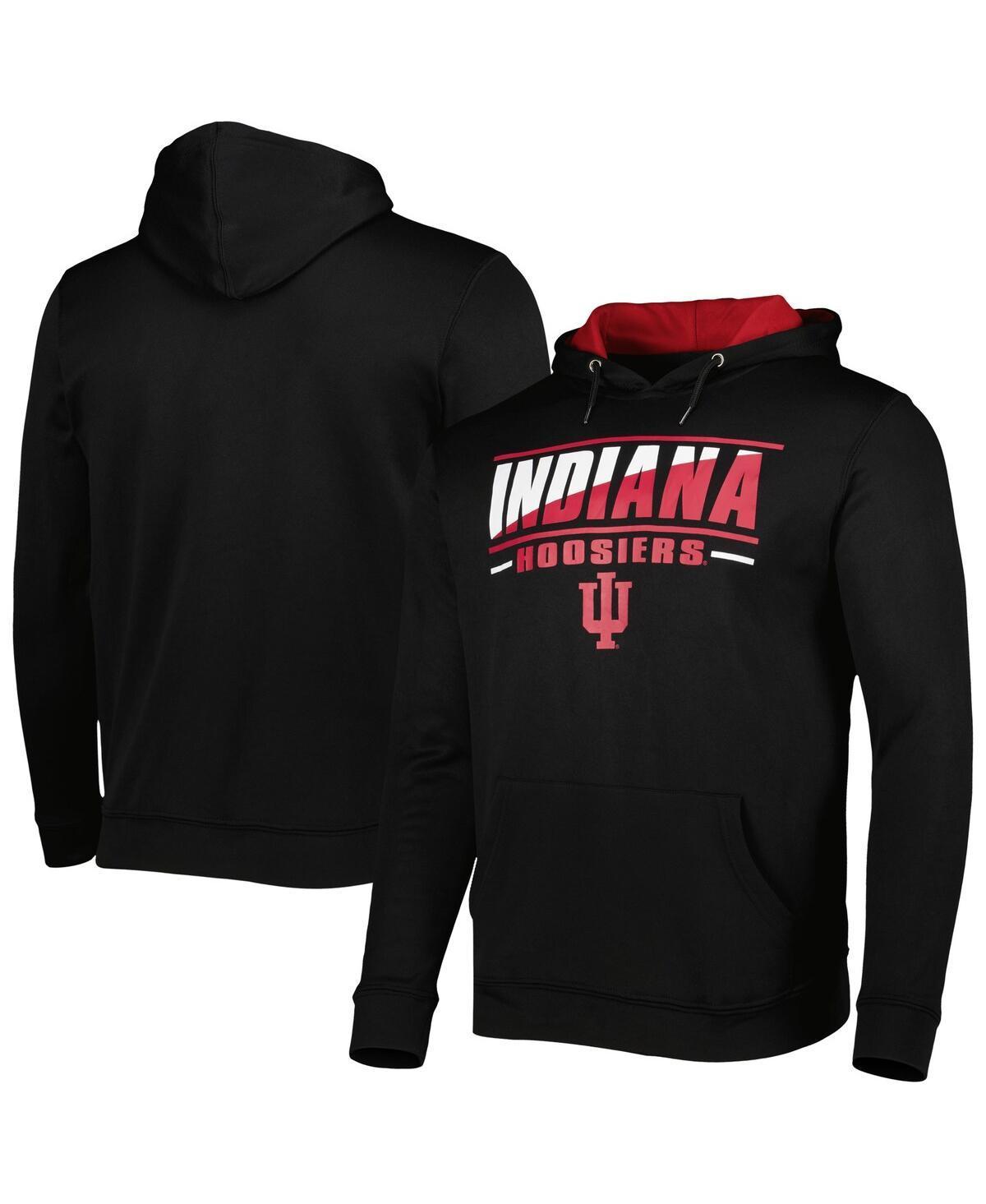 Mens Colosseum Black Indiana Hoosiers Slash Stack 2.0 Pullover Hoodie Product Image