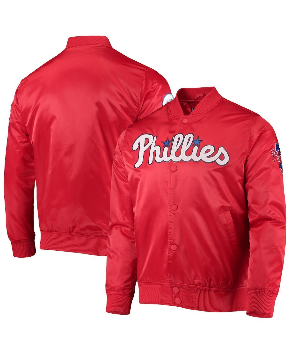 Mens Pro Standard Red Philadelphia Phillies Wordmark Satin Full-Snap Jacket Product Image