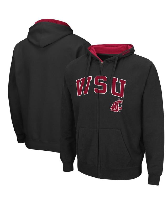 Mens Colosseum Black Washington State Cougars Arch & Logo 3.0 Full-Zip Hoodie Product Image