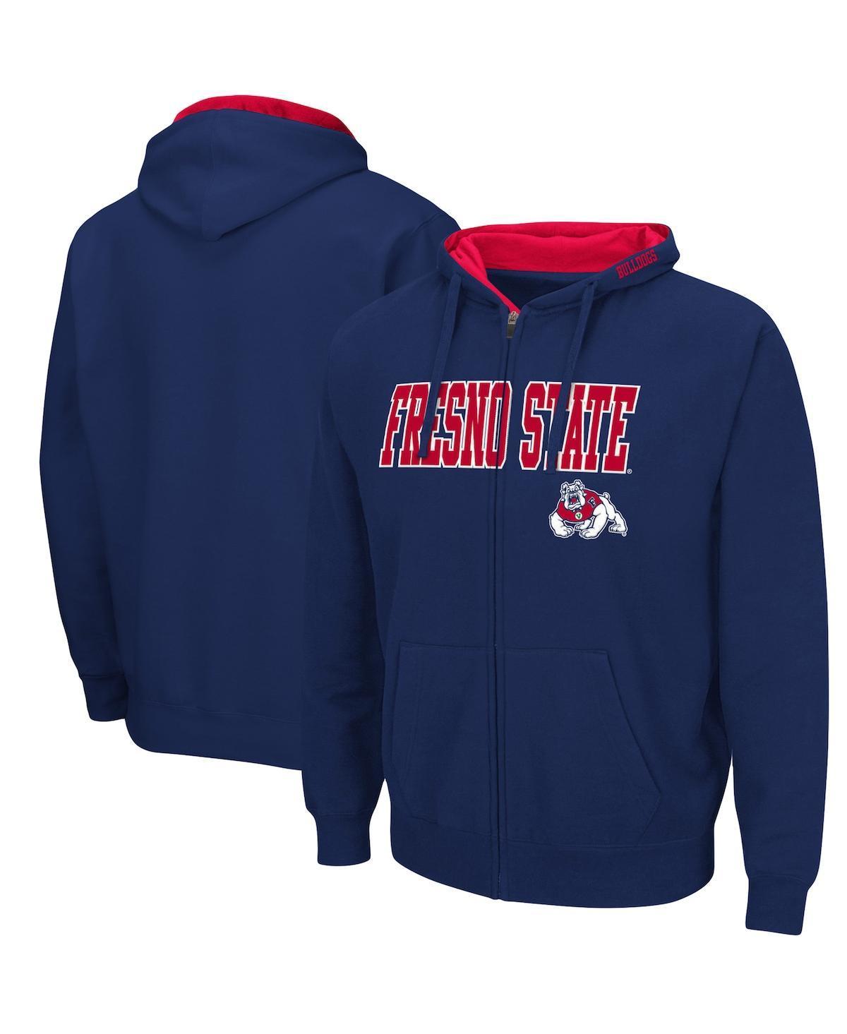 Mens Colosseum Navy Fresno State Bulldogs Arch & Logo 3.0 Full-Zip Hoodie Product Image