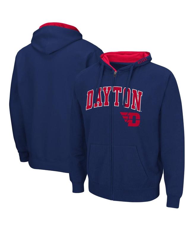 Mens Colosseum Navy Dayton Flyers Arch & Logo 3.0 Full-Zip Hoodie Day Blue Product Image