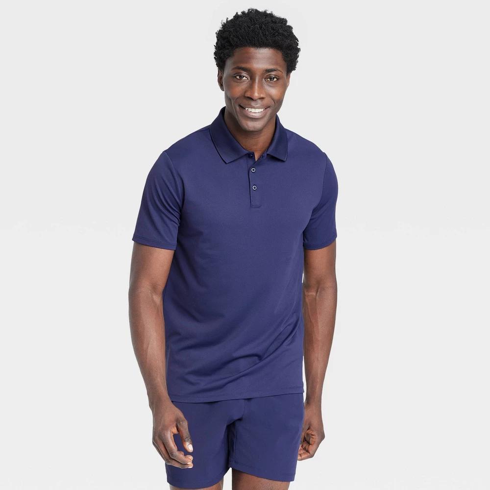 Mens Textured Polo Shirt - All In Motion Navy Blue L Product Image