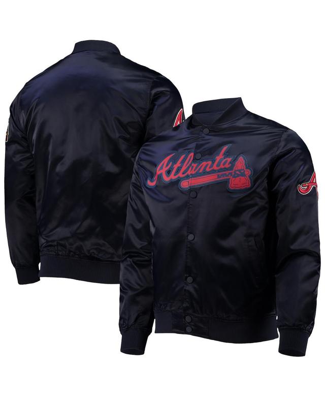 Mens Pro Standard Navy Atlanta Braves Wordmark Satin Full-Snap Jacket Product Image