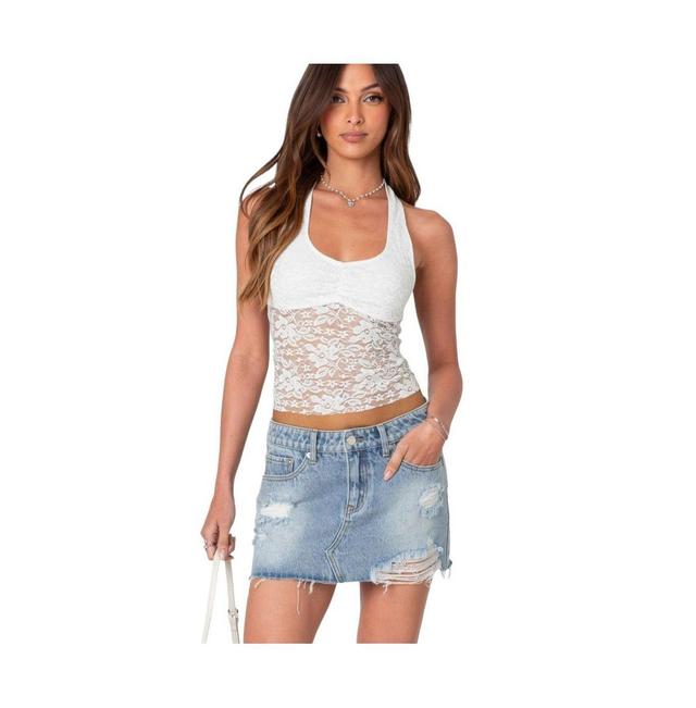 Edikted Womens Tia Sheer Lace Halter Top Product Image