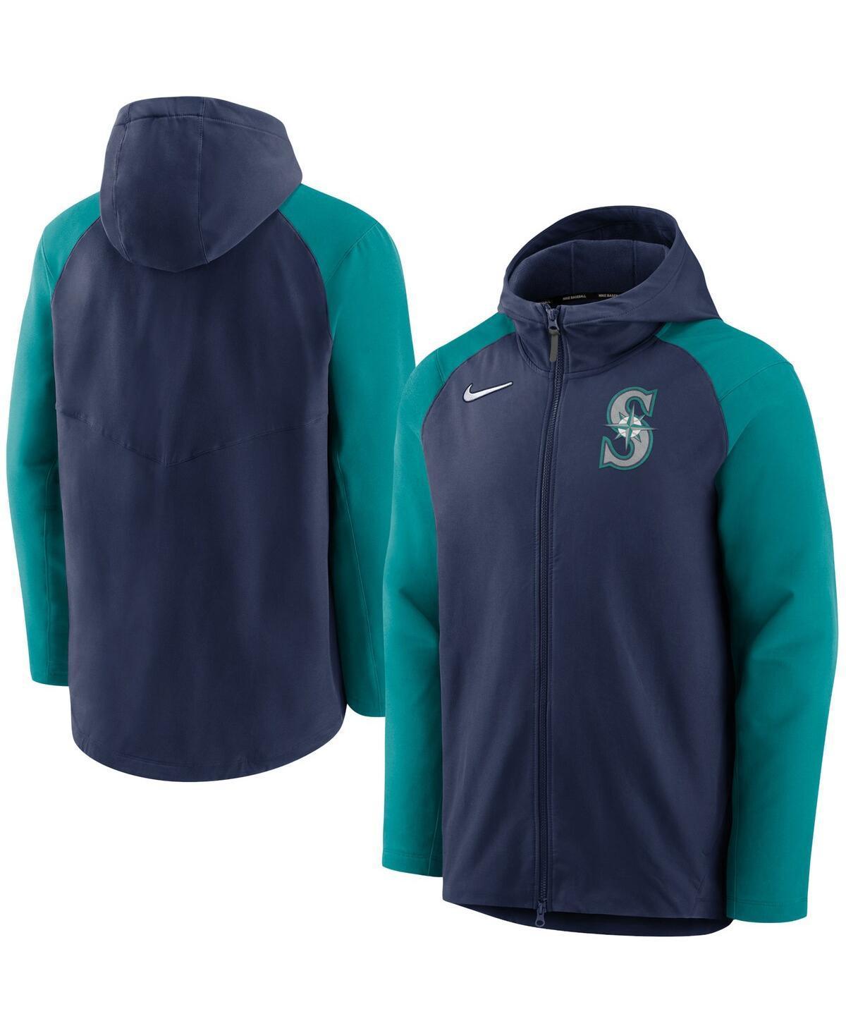 Mens Nike /Aqua Seattle Mariners Authentic Collection Performance Raglan Full-Zip Hoodie Blue Product Image