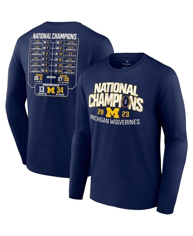 Mens Fanatics Navy Michigan Wolverines College Football Playoff 2023 National Champions Schedule Long Sleeve T-shirt Product Image