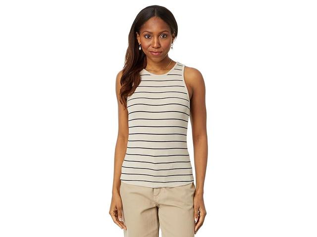 NIC+ZOE Wide Stripe Rib Knit High Neck Tank (Indigo Multi) Women's Clothing Product Image