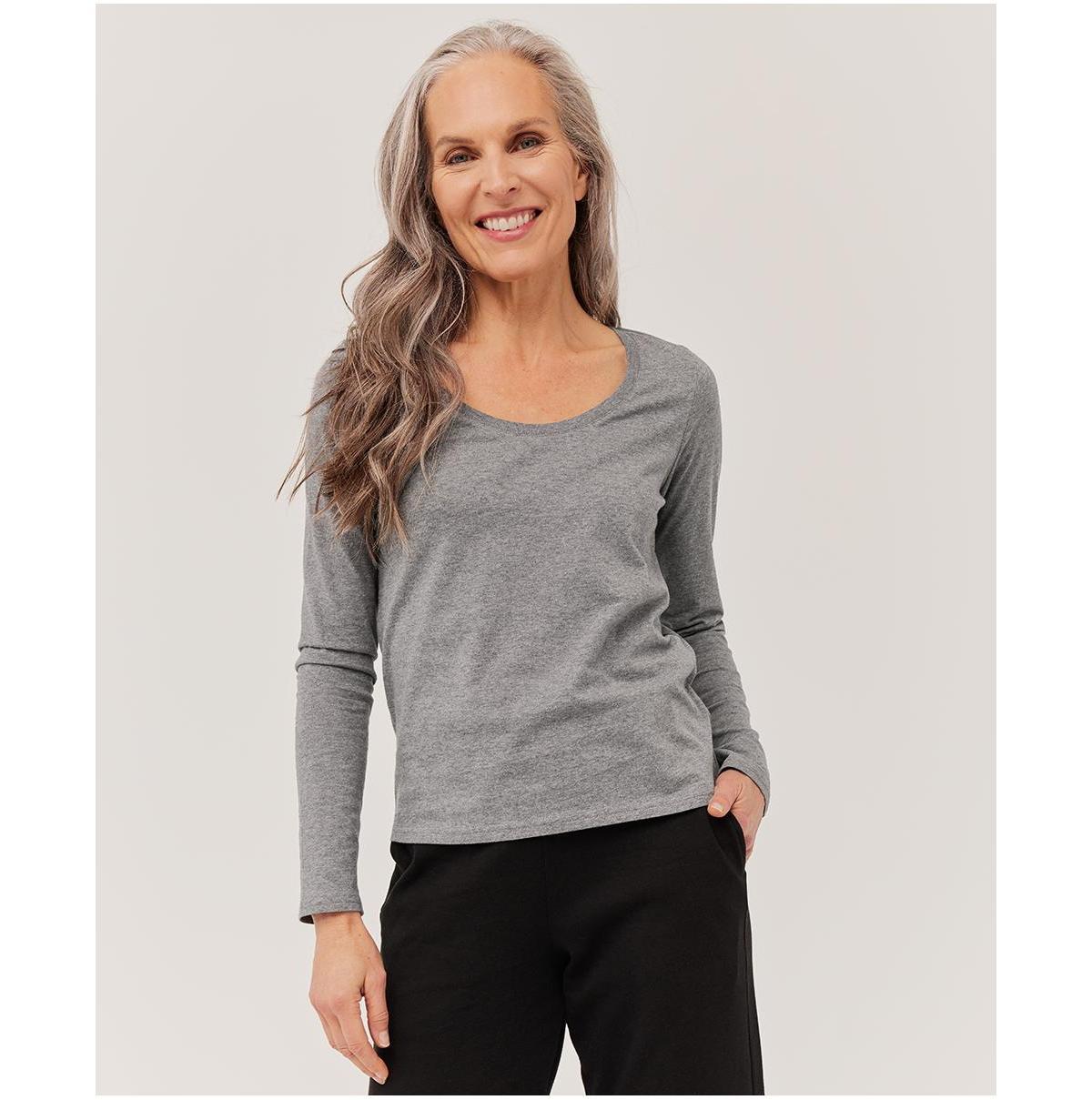 PACT Softspun Scoop Long Sleeve Tee (Black) Women's Clothing Product Image