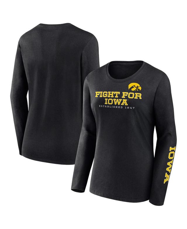 Womens Fanatics Black Iowa Hawkeyes Rally Cry 2-Hit T-shirt Product Image