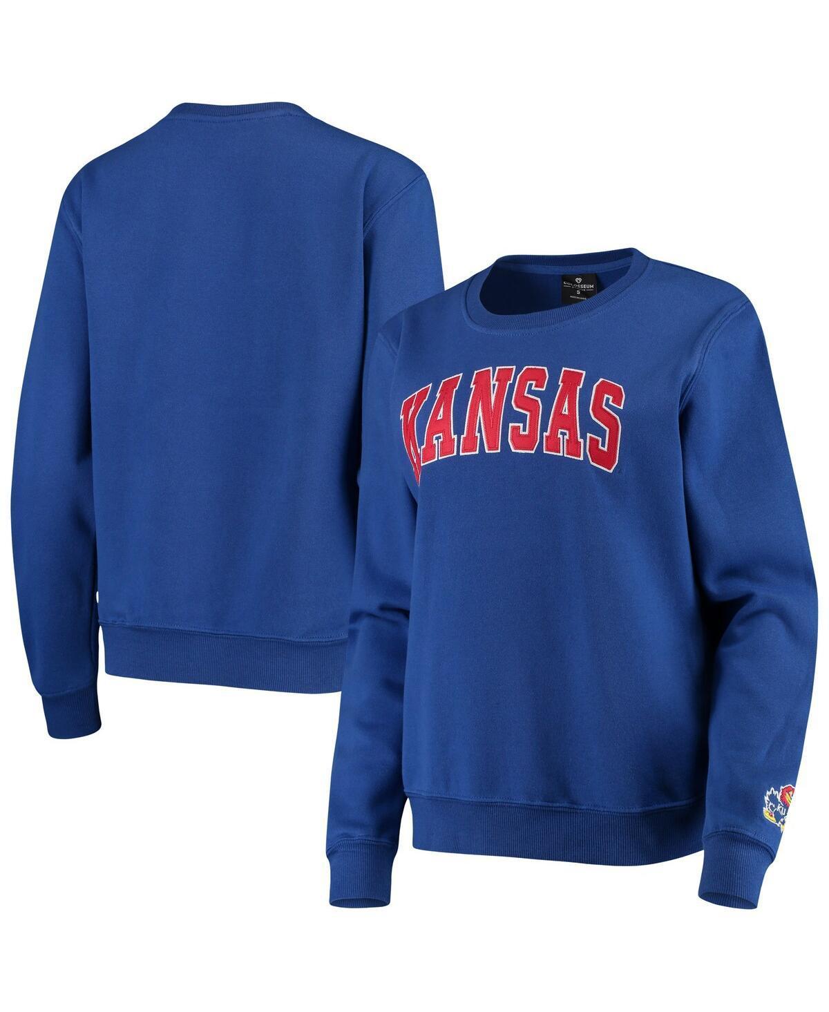 Womens Colosseum Royal Kansas Jayhawks Campanile Pullover Sweatshirt Product Image