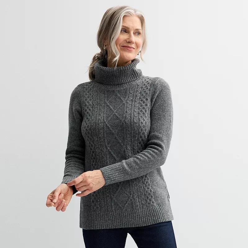 Womens Croft & Barrow Turtleneck Tunic Sweater Grey Gray product image