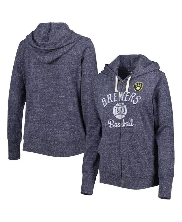 Womens Touch Navy Milwaukee Brewers Training Camp Tri-Blend Full-Zip Hoodie Product Image