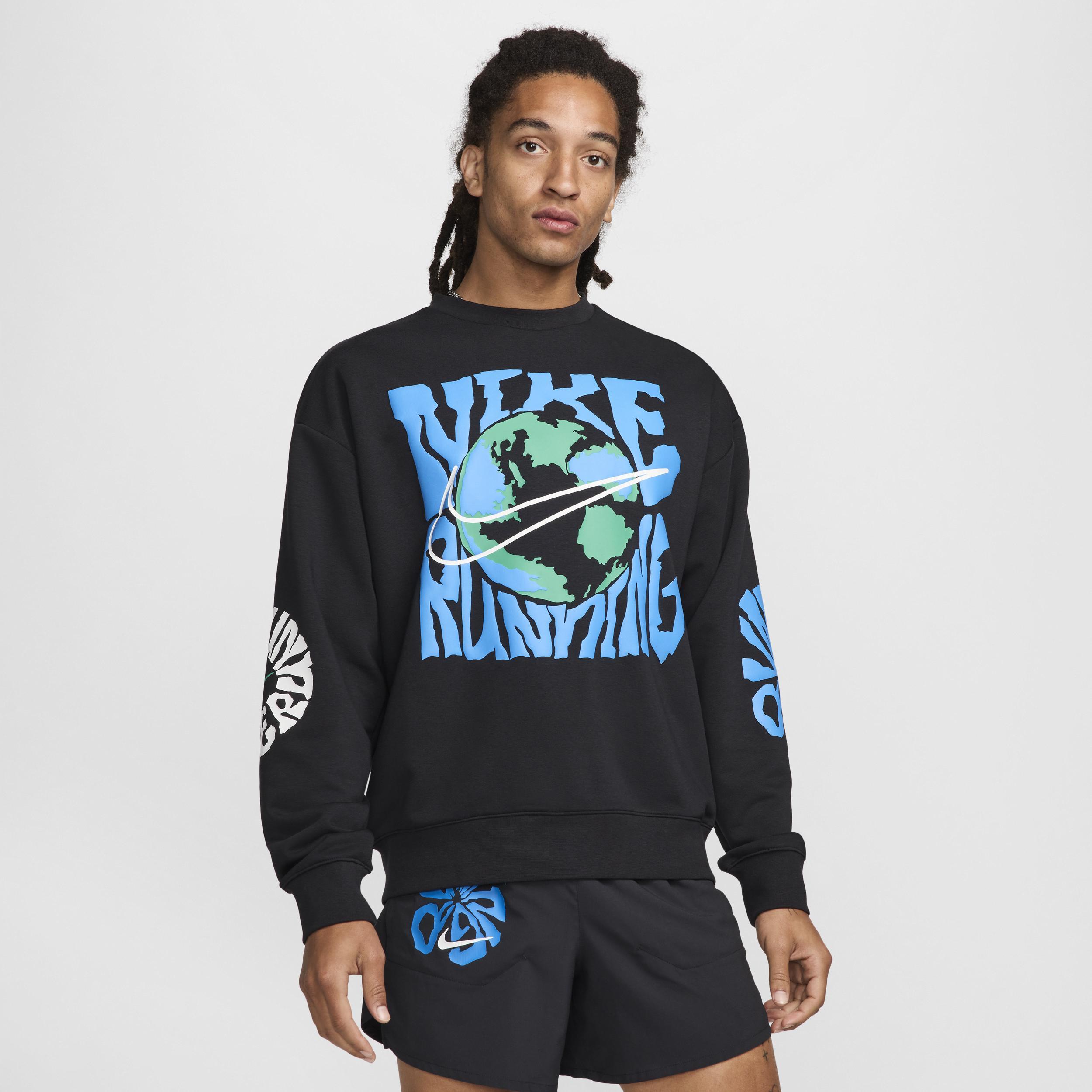 Nike Mens Nike Run Energy Dri-Fit Fleece Crew - Mens Black/Summit White Product Image