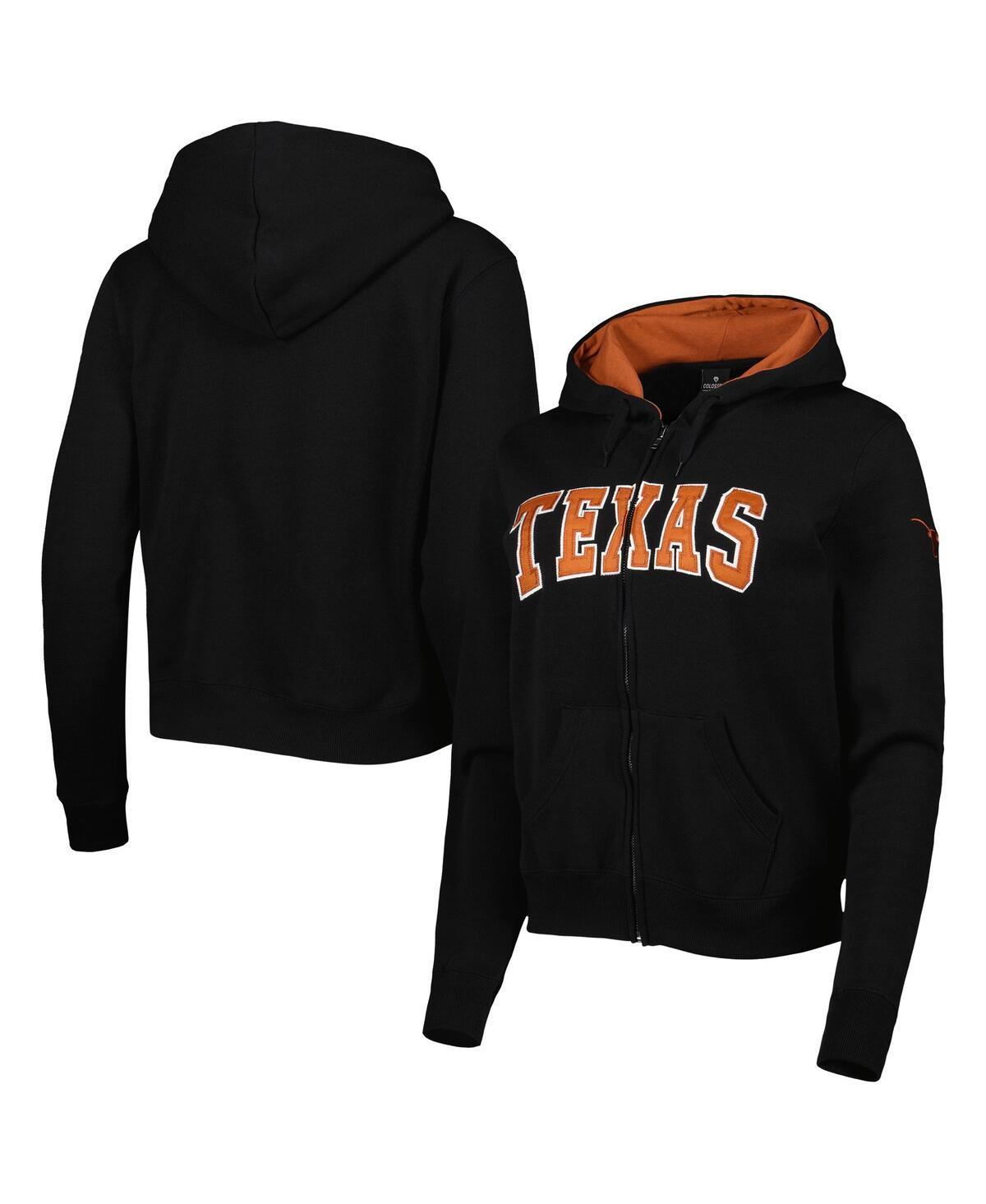 Womens Colosseum Black Texas Longhorns Arched Name Full-Zip Hoodie Product Image