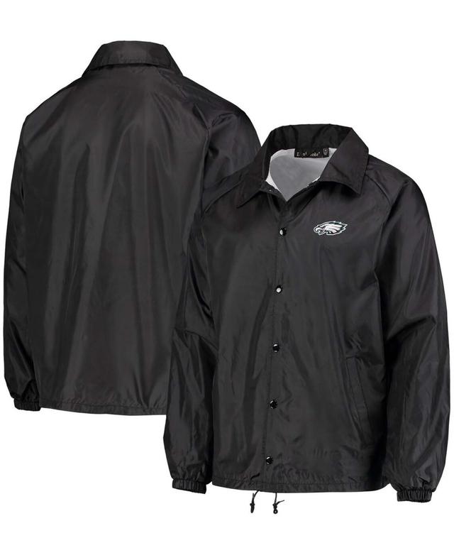 Mens Black Philadelphia Eagles Coaches Classic Raglan Full-Snap Windbreaker Jacket Product Image