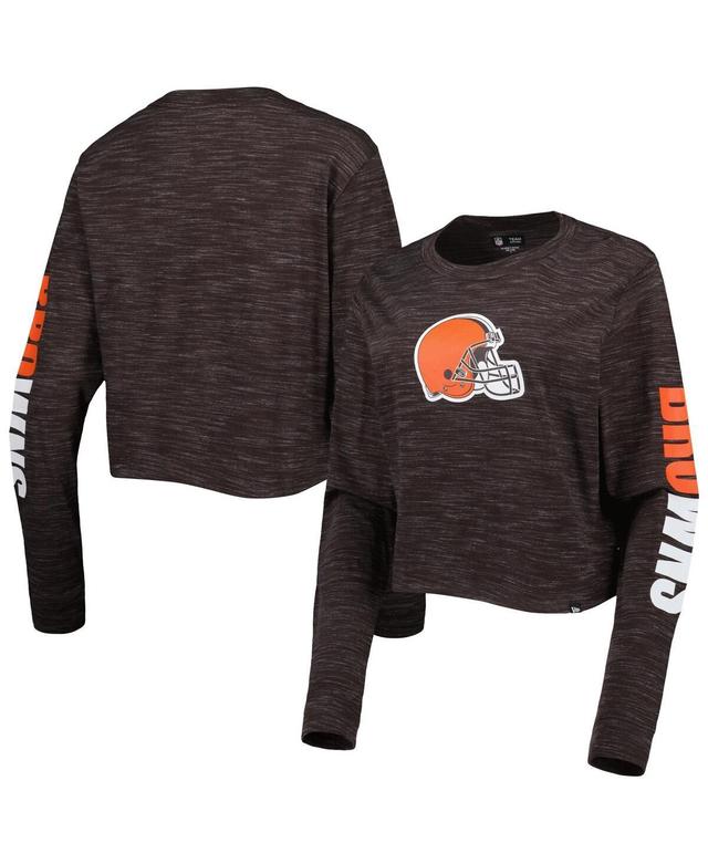 Womens New Era Brown Cleveland Browns Crop Long Sleeve T-Shirt Product Image