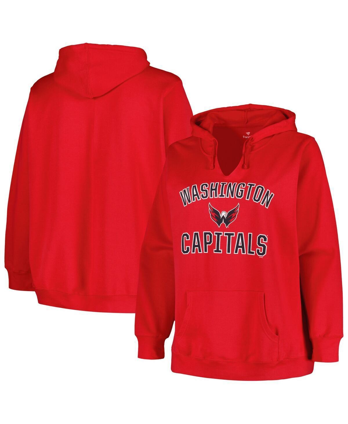 Womens Profile Red Washington Capitals Plus Size Arch Over Logo Pullover Hoodie Product Image