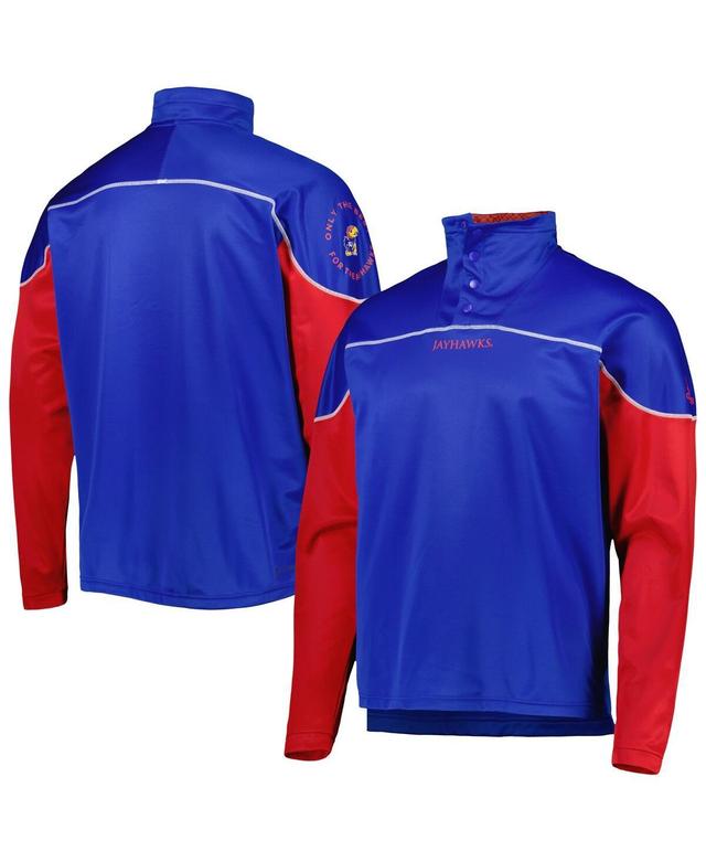 Mens adidas Royal Kansas Jayhawks AEROREADY Knit Quarter-Snap Jacket Product Image