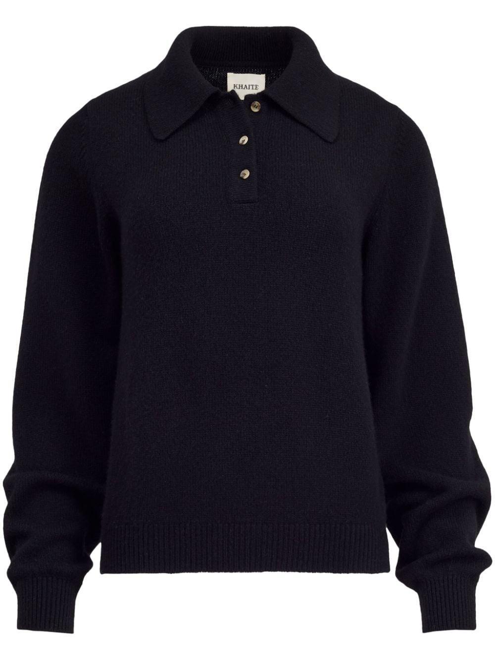 Joey Button-placket Cashmere Jumper In Black Product Image