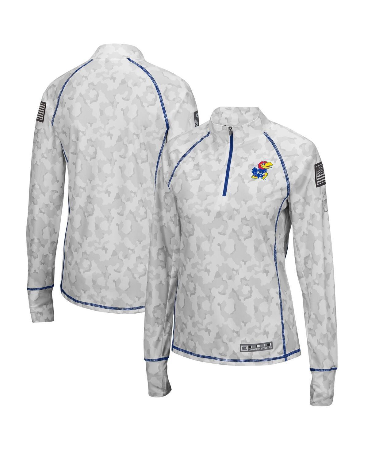 Womens Colosseum Camo Kansas Jayhawks Oht Military-Inspired Appreciation Officer Arctic Lightweight Quarter-Zip Top Product Image