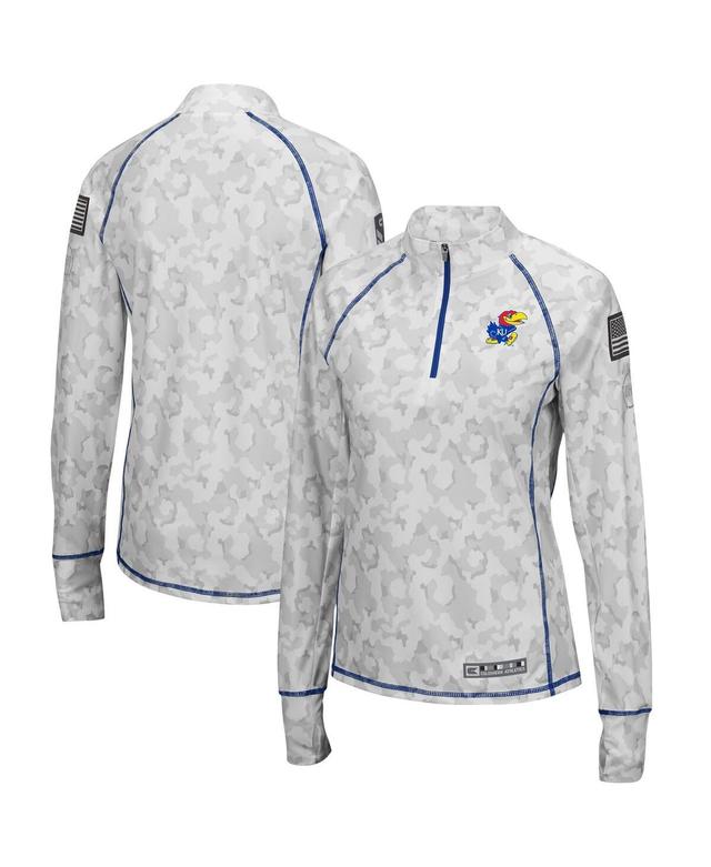 Womens Colosseum Camo Kansas Jayhawks OHT Military Appreciation Officer Arctic Lightweight Quarter-Zip Top Product Image