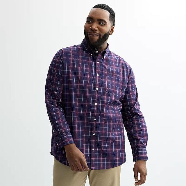 Big & Tall Sonoma Goods For Life Perfect Length Button-Down Shirt, Mens Blue Gingham Product Image