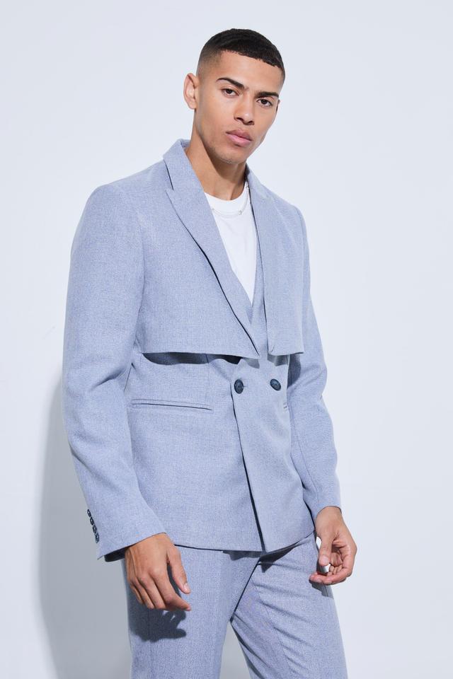 Overlay Detail Slim Fit Blazer | boohooMAN USA Product Image