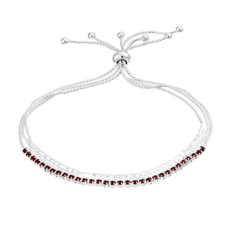 City Luxe Crystal Simulated Birthstone Multi-Strand Adjustable Chain Bracelet, Womens, Silver Tone January Product Image