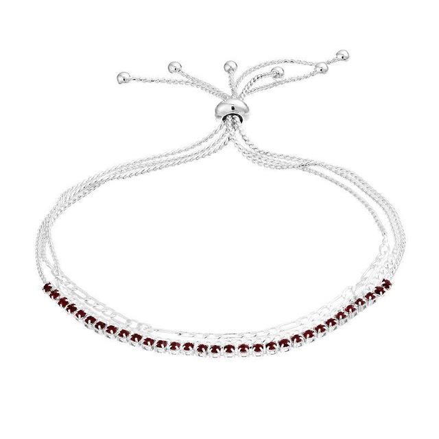 City Luxe Crystal Simulated Birthstone Multi-Strand Adjustable Chain Bracelet, Womens, Silver Tone January Product Image