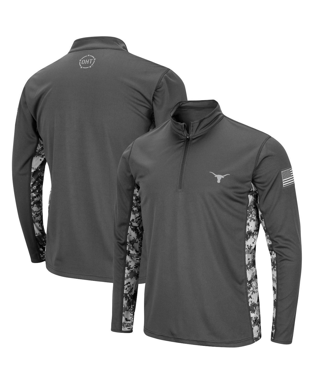 Mens Colosseum Charcoal Texas Longhorns OHT Military Appreciation Digital Camo Quarter-Zip Jacket Product Image