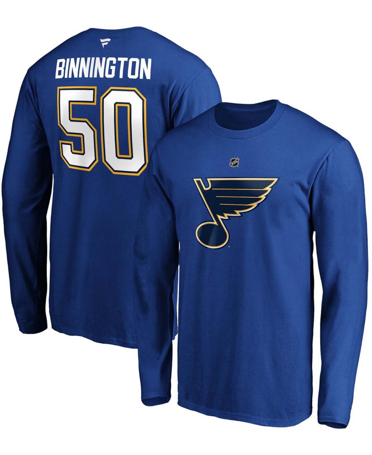 Mens Fanatics Branded Jordan Binnington St. Louis s Authentic Stack Name & Number Long Sleeve T-Shirt Product Image