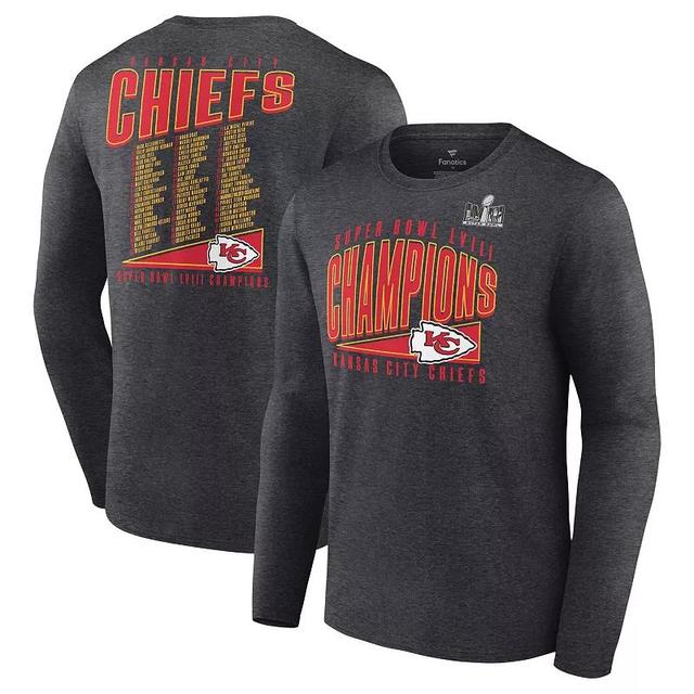 Mens Fanatics Branded Heather Kansas City Chiefs Super Bowl LVIII Champions Roster Best Teammates Long Sleeve T-Shirt Grey Product Image