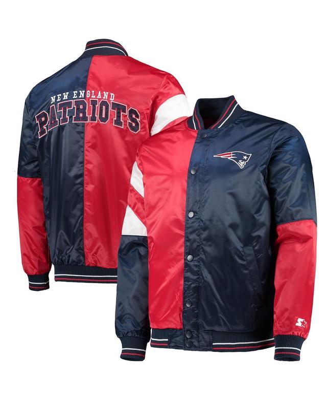 Mens Starter Navy New England Patriots Leader Varsity Satin Full-Snap Jacket - Navy Product Image