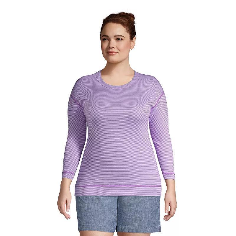 Womens Lands End Reversible Striped 3/4-Sleeve Top Purple Stripe product image