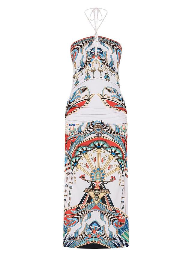 Womens Printed Jersey Halterneck Midi-Dress Product Image