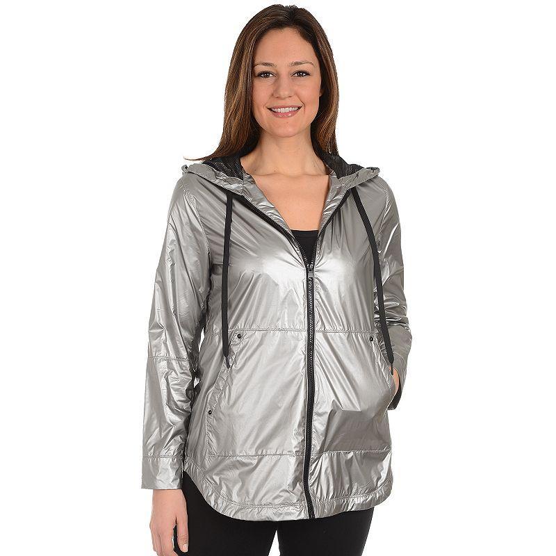 Womens Fleet Street Hooded Metallic Jacket Pink Product Image