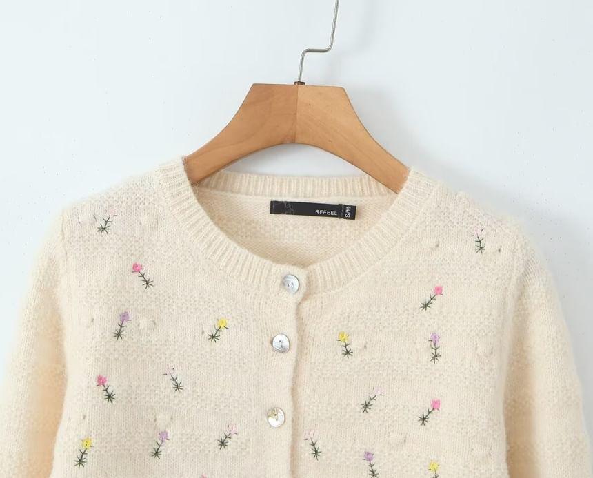 Floral Embroidered Button-Up Cardigan Product Image