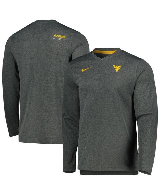 NIKE Men's  Heather Charcoal West Virginia Mountaineers 2022 Coach Performance Long Sleeve V-neck T-s Product Image