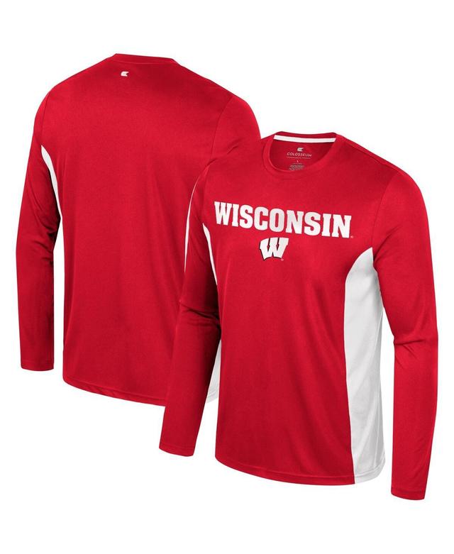 Mens Colosseum Red Wisconsin Badgers Warm Up Long Sleeve T-shirt Product Image