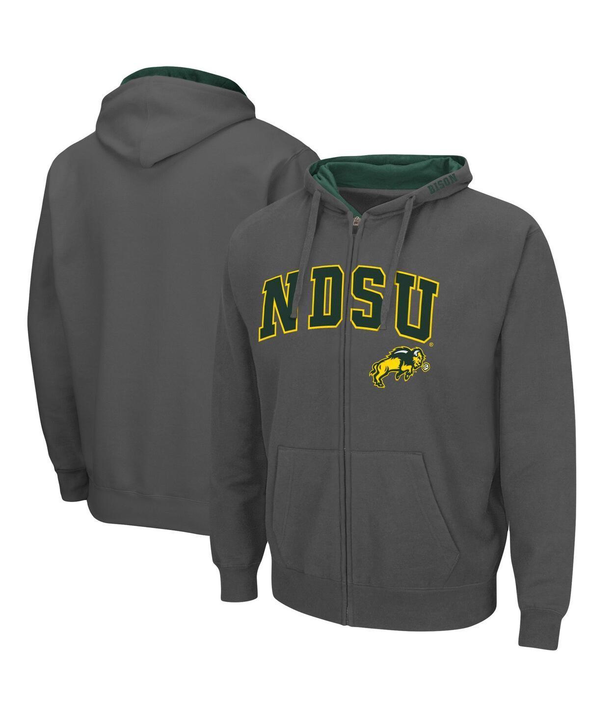 Mens Colosseum Charcoal NDSU Bison Arch & Logo 3.0 Full-Zip Hoodie Product Image