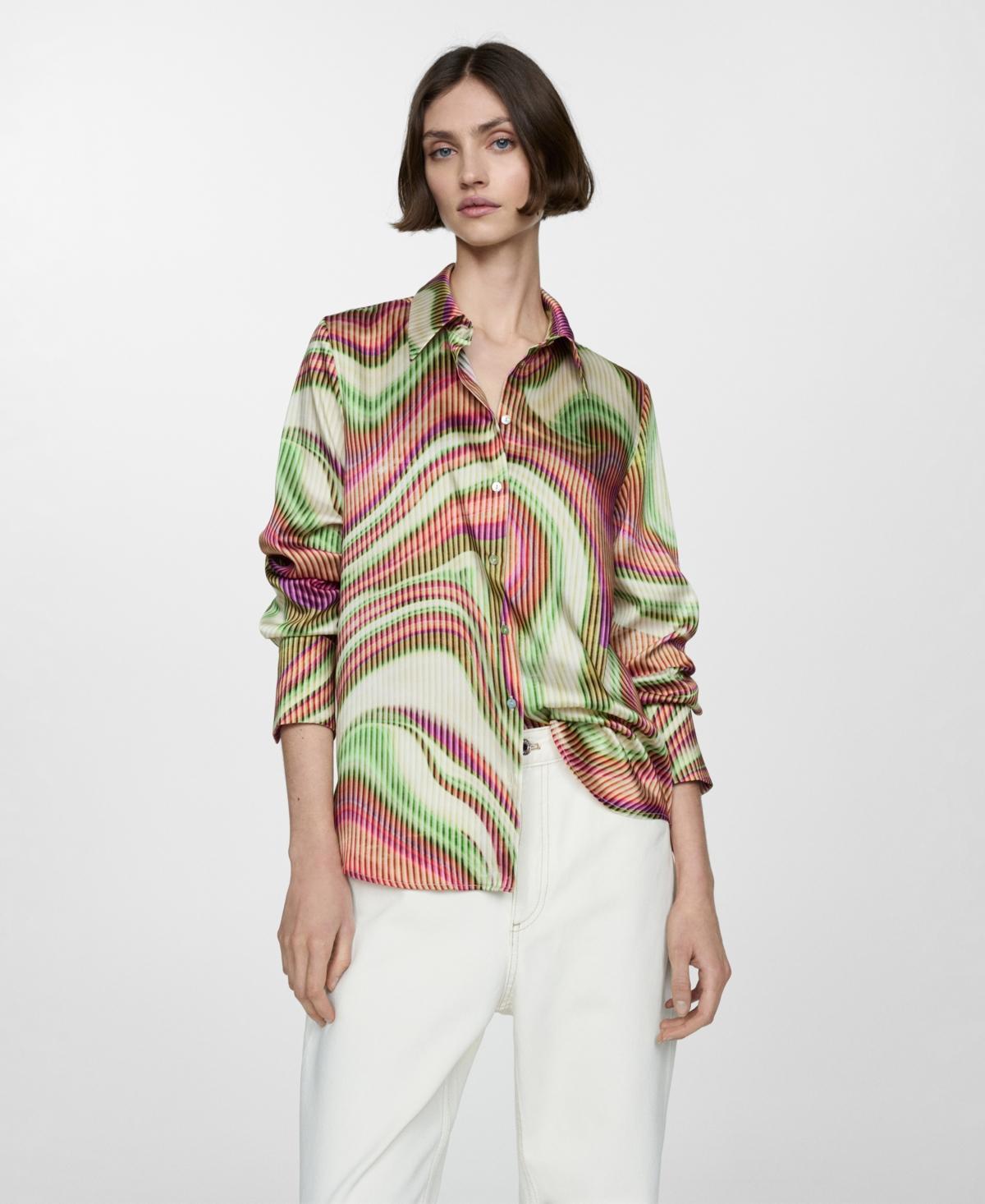 Mango Womens Satin Print Shirt Product Image