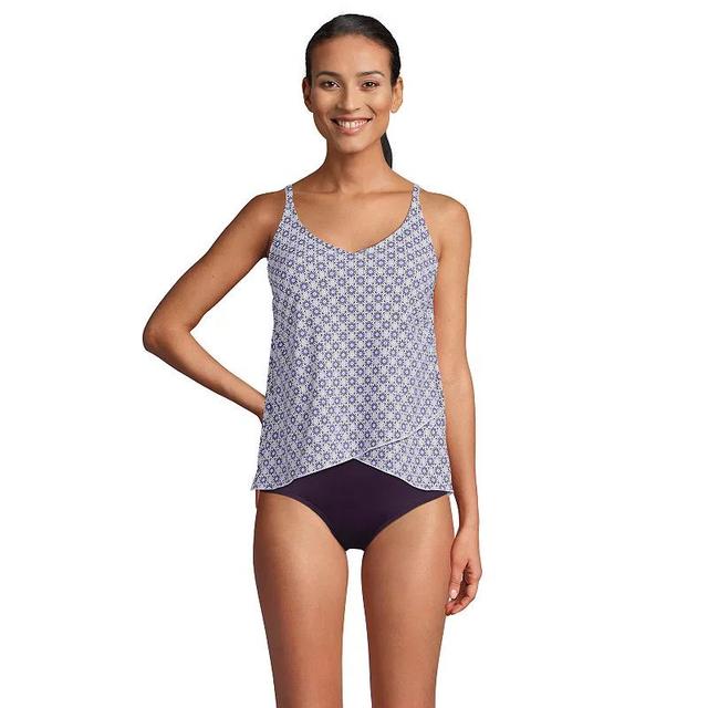 Womens Lands End D-Cup Chlorine Resistant Tulip Hem Tankini Swim Top Purple Product Image