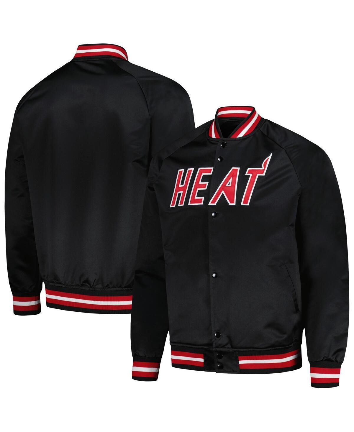 Mens Mitchell & Ness Black Miami Heat Hardwood Classics Throwback Wordmark Raglan Full-Snap Jacket Product Image